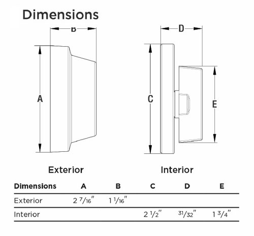 660RDT Deadbolt Dimensions