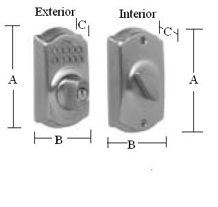 deadbolt camelot keypad schlage dimensions be365 cylinder single lifetime brass bright outer trim